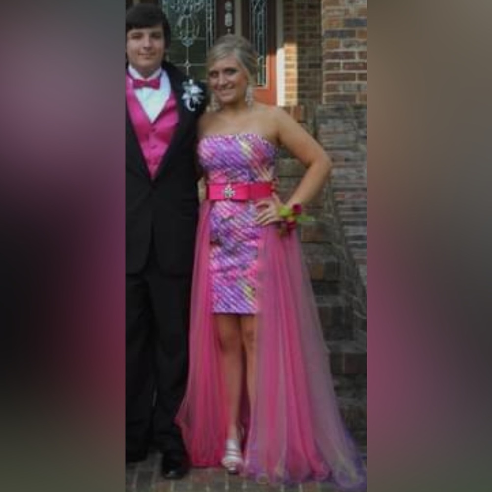 Size 10 multi colored high/low prom dress